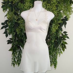 angelic floral lace slip with pearl accents